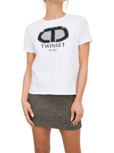 Жіноча футболка TWIN-SET T-SHIRT GIROCOLLO BIANCO