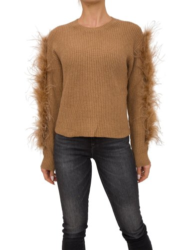 Жіночий светр TWIN-SET PULL IN MAGLIA PUNTO PANNOCCHIA CON PIUME BEIGE