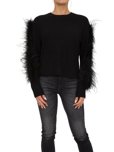 Женский свитер TWIN-SET PULL IN MAGLIA PUNTO PANNOCCHIA CON PIUME NERO
