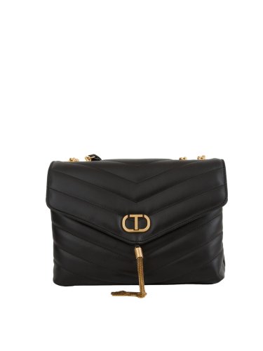 Женская кроссбоди TWIN-SET TRACOLLA CON PATTA GRANDE IN PELLE NERO