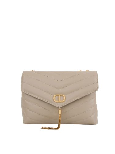 Жіноча кросбоді  TWIN-SET TRACOLLA CON PATTA GRANDE IN PELLE TAUPE