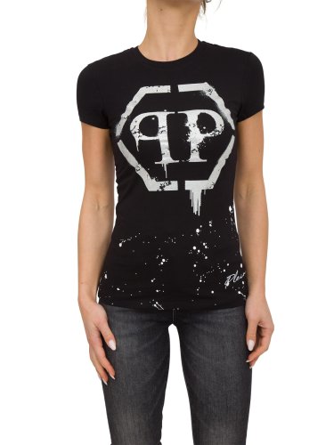 Женская футболка PHILIPP PLEIN T-SHIRT ROUND NECK SS NERO