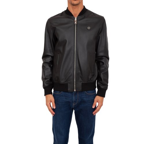 Чоловіча куртка PHILIPP PLEIN Leather Bomber Billy Jacket NERO