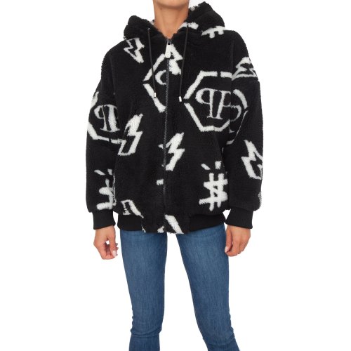 Жіноча куртка PHILIPP PLEIN Eco fur Bomber Monogram NERO