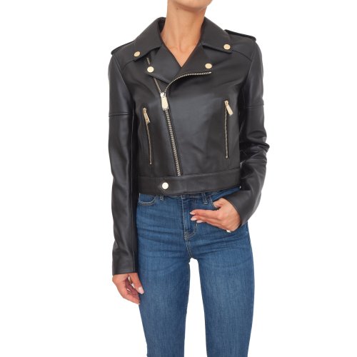 Жіноча куртка PHILIPP PLEIN Leather Biker Jacket NERO