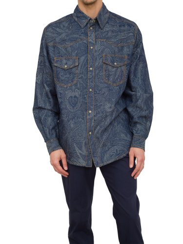 Чоловіча сорочка з довгим рукавом ETRO DENIM OVERSHIRT BLU DENIM