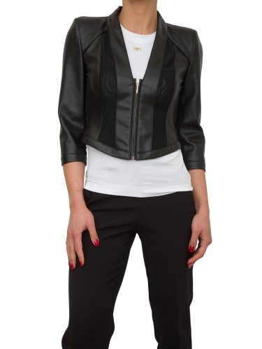 Женский пиджак NENETTE GIACCA CORTA SPALLA PAGODA C/ZIP TESSUTO ECOPELLE NERO