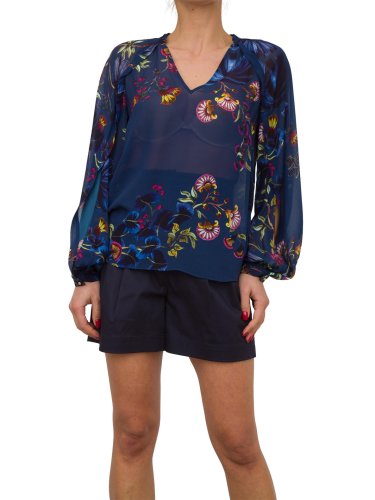 Жіноча блузка NENETTE BLUSA MANICA LUNGA GGT VISCOSA STAMPA BOTANICA BLU