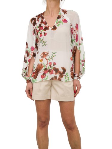 Жіноча блузка NENETTE BLUSA MANICA LUNGA GGT VISCOSA STAMPA BOTANICA AVORIO