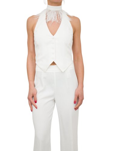 Женский жилет NENETTE  GILET + COLLO C/PIUME  CADY POLY ENVER SATIN BIANCO