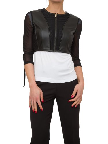 Женский пиджак NENETTE GIACCA CORTA C/ZIP TESSUTO ECOPELLE NERO