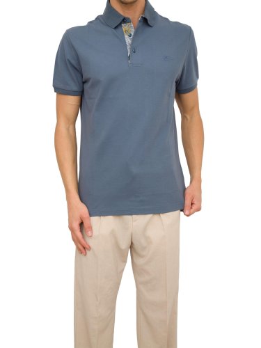 Мужское поло ETRO POLO ROMA PRINTED DETAILS BLU