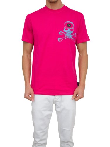 Чоловіча футболка PHILIPP PLEIN T-shirt Round Neck SS Gothic Plein FUXIA