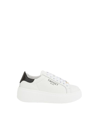 Жіночі кросівки TWIN-SET SNEAKER BASSA IN PELLE BACK BICOLORE NERO