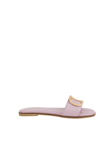 Женские шлепанцы TWIN-SET CIABATTA OVAL T IN PELLE LILLA