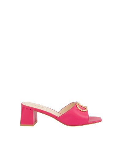 Женские босоножки TWIN-SET PUMP IN PELLE CON TACCO LARGO FUCSIA
