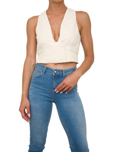 Жіночий жилет TWIN-SET GILET CORTO AVORIO