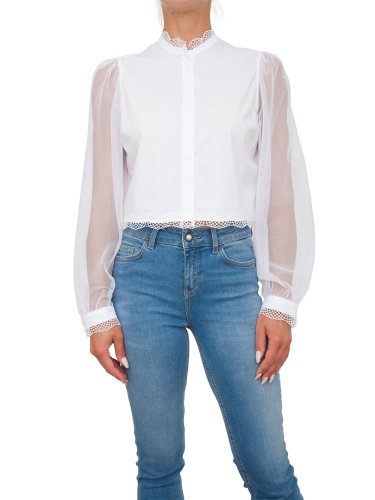 Жіноча сорочка з довгим рукавом TWIN-SET  CAMICIA CROPPED BIANCO