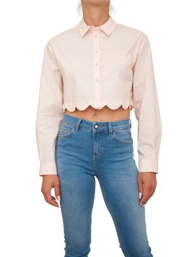 Женская рубашка с длинным рукавом TWIN-SET CAMICIA CROPPED M/L CON RICAMO ROSA