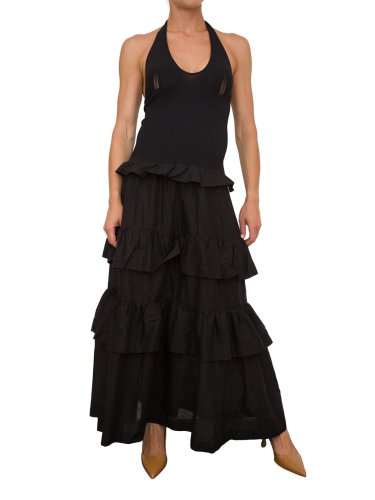 Жіноче плаття TWIN-SET ABITO LUNGO IN MAGLIA E MUSSOLA NERO