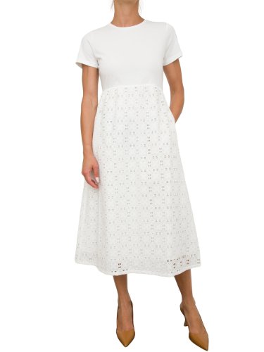 Женское платье TWIN-SET ABITO MIDI C/COULISSE AL FONDO BIANCO