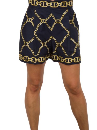 Жіночі шорти TWIN-SET SHORTS IN POPELINE STAMPATO C/CINTURA BLU