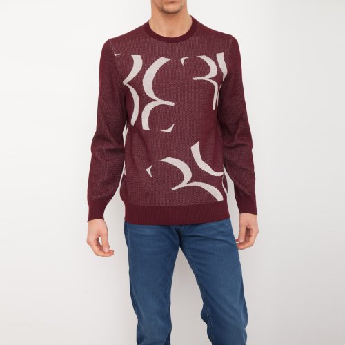 Мужской свитер BILLIONAIRE Pullover Round Neck LS Double B BORDEAUX