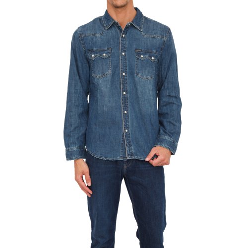 Чоловіча сорочка з довгим рукавом GUESS JEANS CAMICIE MANICA LUNGA BLU DENIM
