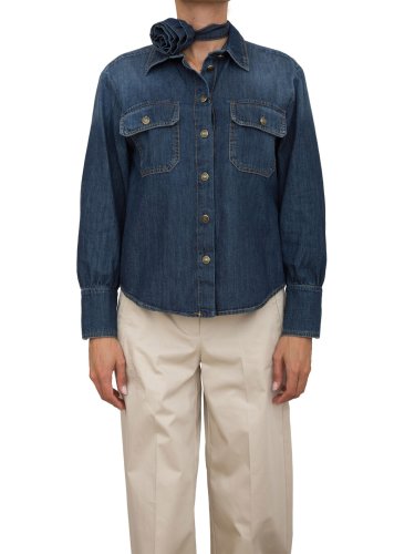 Жіноча сорочка з коротким рукавом  MARELLA Shirt BLU DENIM