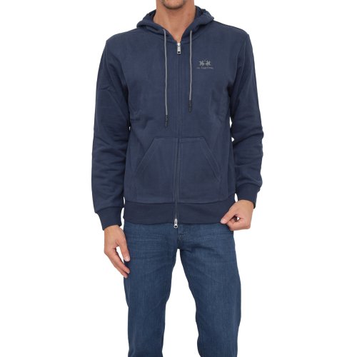Чоловіча толстовка LA MARTINA MAN FLEECE FULL ZIP HOODED COT BLU