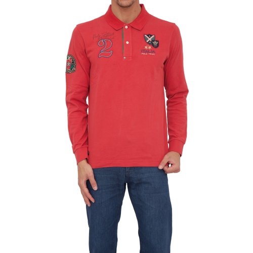 Чоловіче поло LA MARTINA MAN POLO L/S HEAVY JERSEY ROSSO