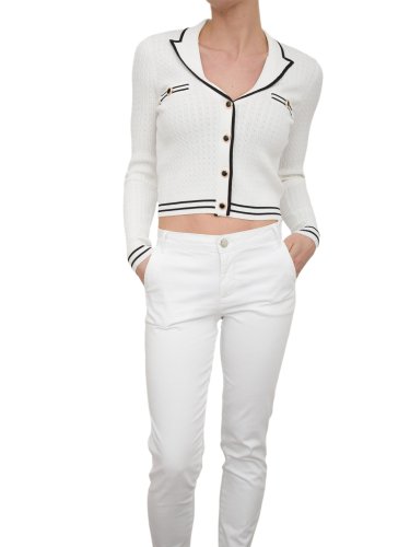 Жіночий кардиган FRACOMINA  POLO CARDIGAN CREAMBLACK BIANCO