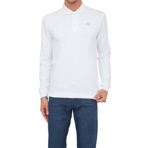 Чоловіче поло LA MARTINA MAN POLO L/S PIQUET STRETCH BIANCO