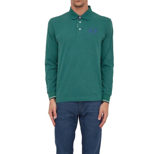 Мужское поло LA MARTINA MAN POLO L/S HEAVY JERSEY VERDE