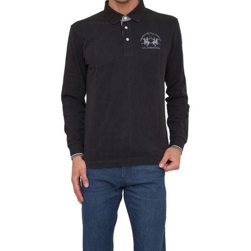Чоловіче поло LA MARTINA MAN POLO L/S HEAVY JERSEY NERO
