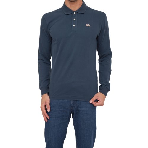 Мужское поло LA MARTINA MAN POLO L/S PIQUET STRETCH BLU