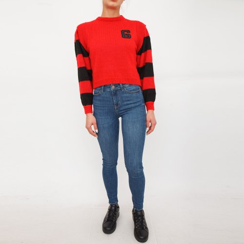 Женский свитер GAELLE MAGLIA IN MAGLIERIA CON PATCH LOGATO IN STRASS ROSSO