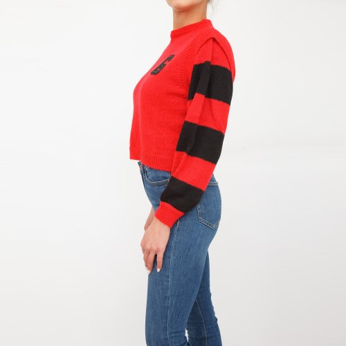 Женский свитер GAELLE MAGLIA IN MAGLIERIA CON PATCH LOGATO IN STRASS ROSSO