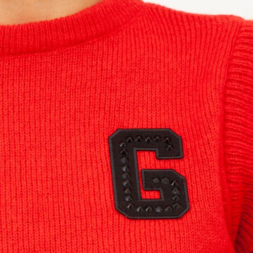 Женский свитер GAELLE MAGLIA IN MAGLIERIA CON PATCH LOGATO IN STRASS ROSSO