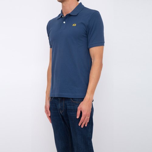 Чоловіче поло LA MARTINA  MAN POLO S/S PIQUET STRETCH BLU