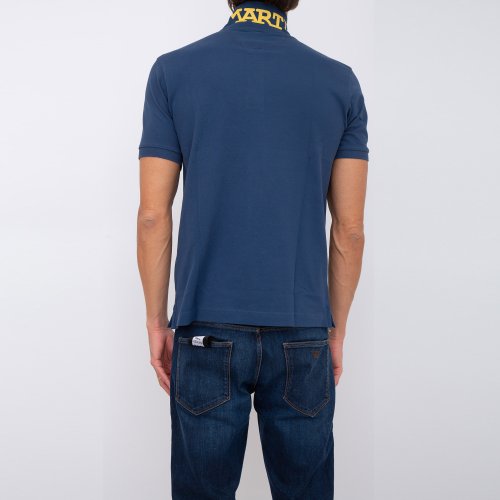 Чоловіче поло LA MARTINA  MAN POLO S/S PIQUET STRETCH BLU