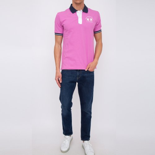 Чоловіче поло LA MARTINA MAN POLO S/S PIQUET STRETCH ROSA