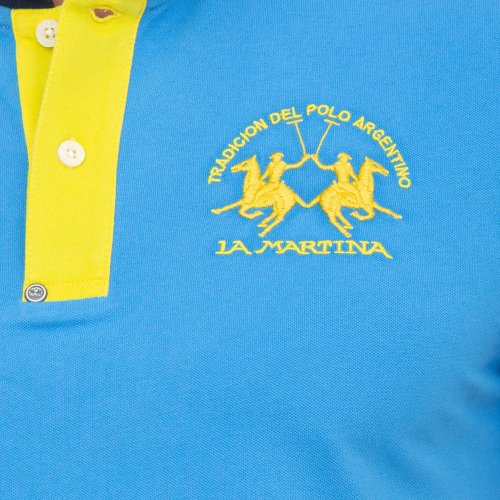 Чоловіче поло LA MARTINA MAN POLO S/S PIQUET STRETCH AZZURRO