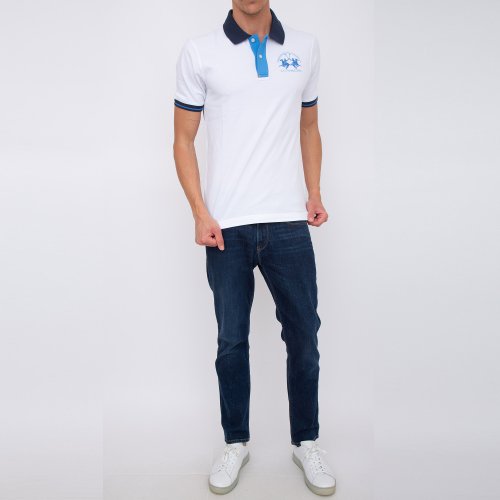 Чоловіче поло LA MARTINA  MAN POLO S/S PIQUET STRETCH BIANCO
