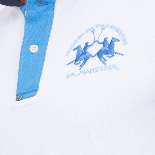 Чоловіче поло LA MARTINA  MAN POLO S/S PIQUET STRETCH BIANCO