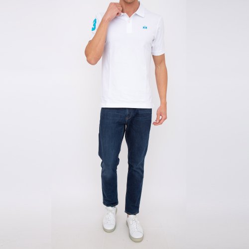 Чоловіче поло LA MARTINA MAN POLO S/S PIQUET STRETCH BIANCO