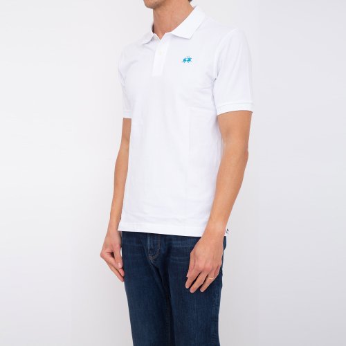 Чоловіче поло LA MARTINA MAN POLO S/S PIQUET STRETCH BIANCO