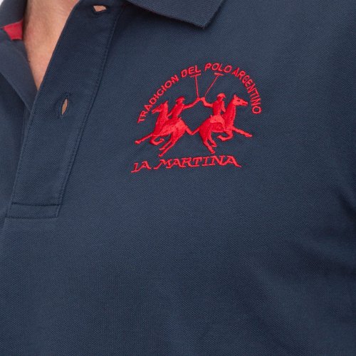 Мужское поло LA MARTINA MAN POLO S/S PIQUET PIQUET STR BLU
