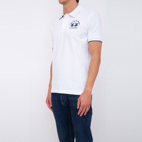 Мужское поло LA MARTINA MAN POLO S/S PIQUET PIQUET STR BIANCO