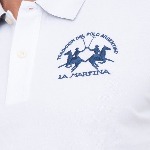 Мужское поло LA MARTINA MAN POLO S/S PIQUET PIQUET STR BIANCO